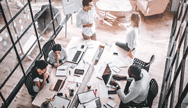 Several people working in an office